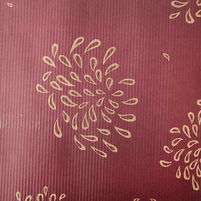 Бумага упаковочная крафт, бордово-золотая, 0.5 х 10 м