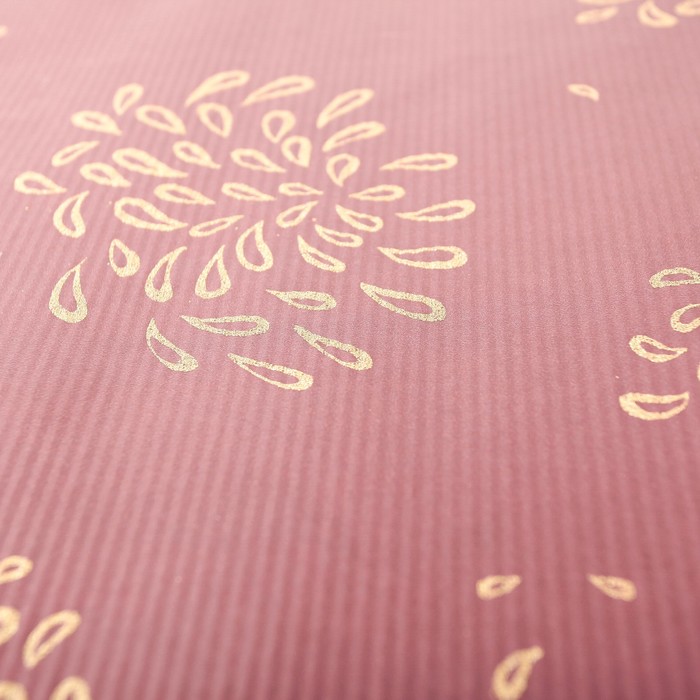 Бумага упаковочная крафт, бордово-золотая, 0.5 х 10 м