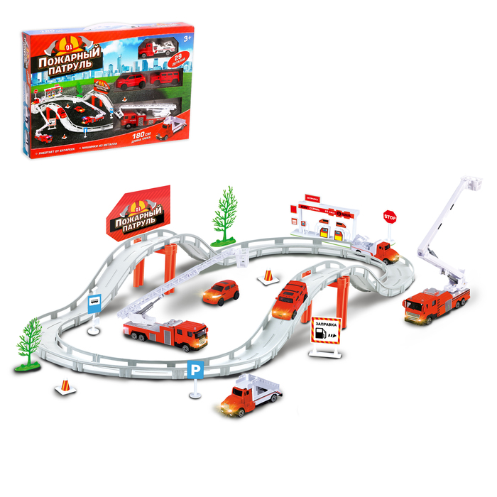 Автотрек "Пожарный патруль", длина трассы 180 см, работает от батареек