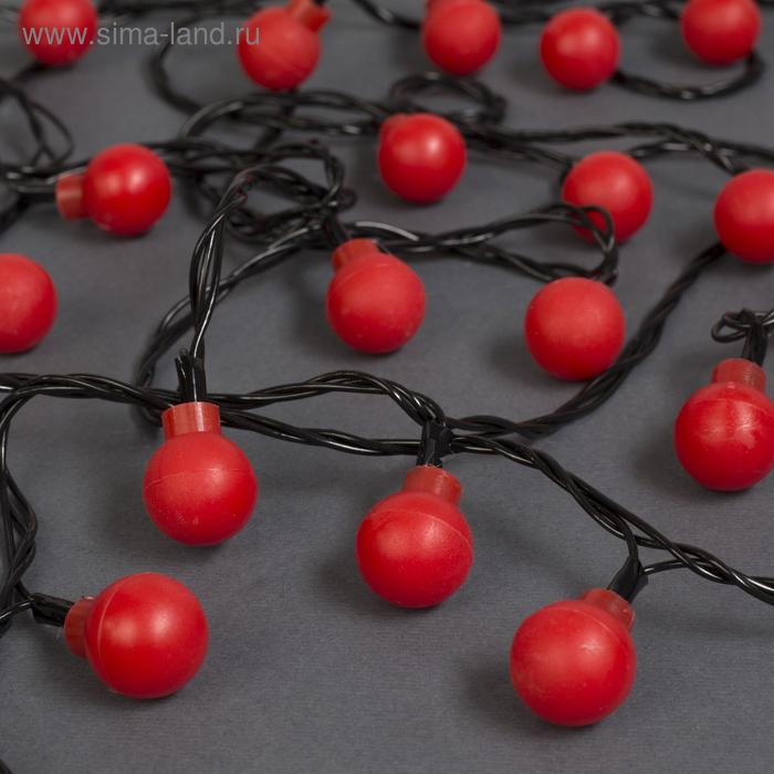 фото Гирлянда «нить» 5 м с насадками «шарики красные», ip20, тёмная нить, 30 led, свечение красное, 8 режимов, 220 в luazon lighting