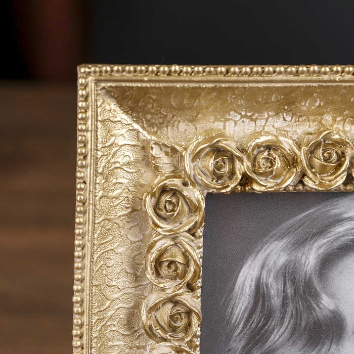 Фоторамка полистоун 10х15 см "Золотые розы" 21,5х16,5 см