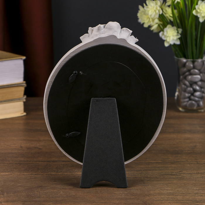 Фоторамка полистоун 10х15 см "Белый цветок и бабочки на голубом" 25х17,5 см