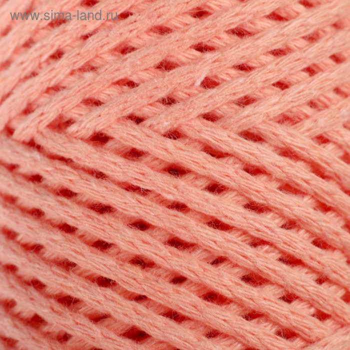 Шнур для вязания без сердечника 100% хлопок, ширина 2мм 100м/95гр (персиковый) МИКС