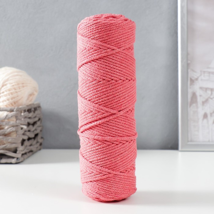 Шнур для вязания без сердечника 100% хлопок, ширина 3мм 100м/170гр (персиковый)