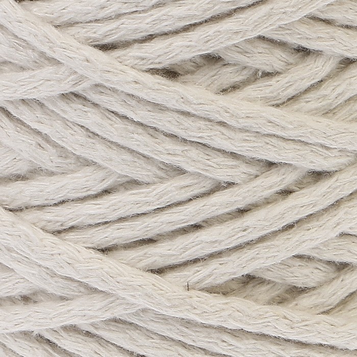 Шнур для вязания без сердечника 100% хлопок, ширина 5 мм 100м/350гр (ваниль)