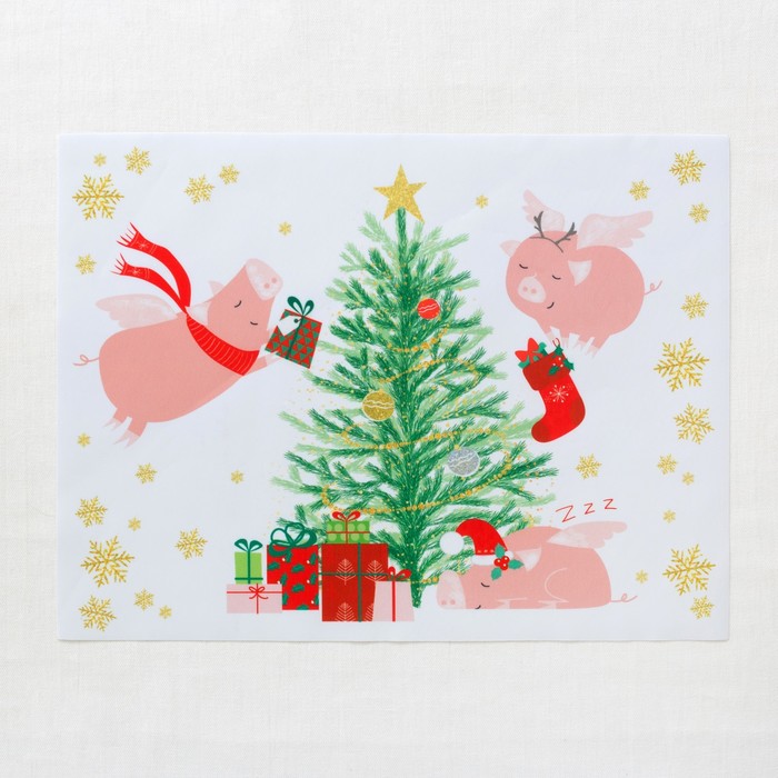 Салфетка на стол "Розовые свинки" 30х40см, 100% п/э, оксфорд 420 г/м2