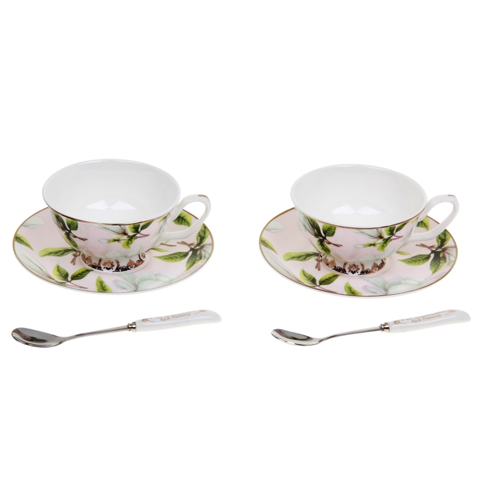 Набор чайный 6 предметов "Свидание": чашка 250 мл, блюдца, ложечки УЦЕНКА