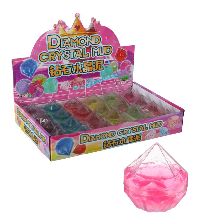 Лизун "Кристалл" с динозавром, твёрдый, цвета МИКС