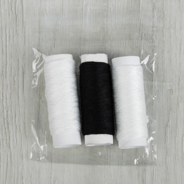 Набор ниток "Пианино", 40S/2, 3 шт, 46м, цвет чёрный/белый