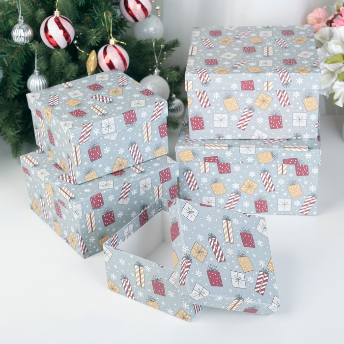 Набор коробок 5в1, 22 х 22 х 12 - 14 х 14 х 8 см