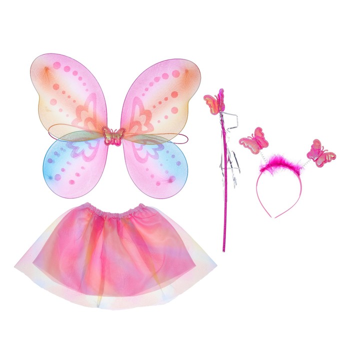 Карнавальный набор "Радуга" 4 предмета: крылья, жезл, юбка, ободок 3-5 лет
