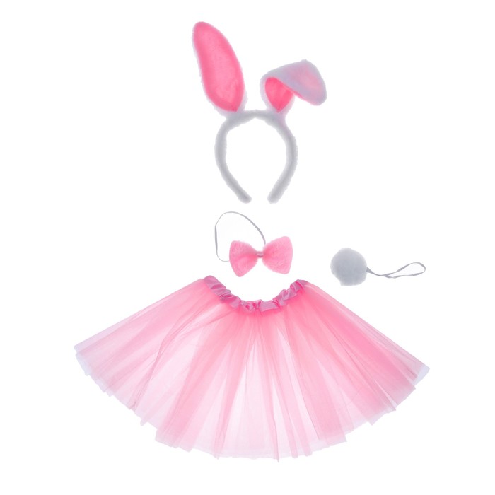 Карнавальный набор "Зайка" 4 предмета: юбка, ободок, бабочка, хвостик 3-5 лет