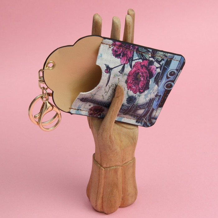 Футляр для карт «Города», 2 кармана, кольцо, карабин, цвет серый