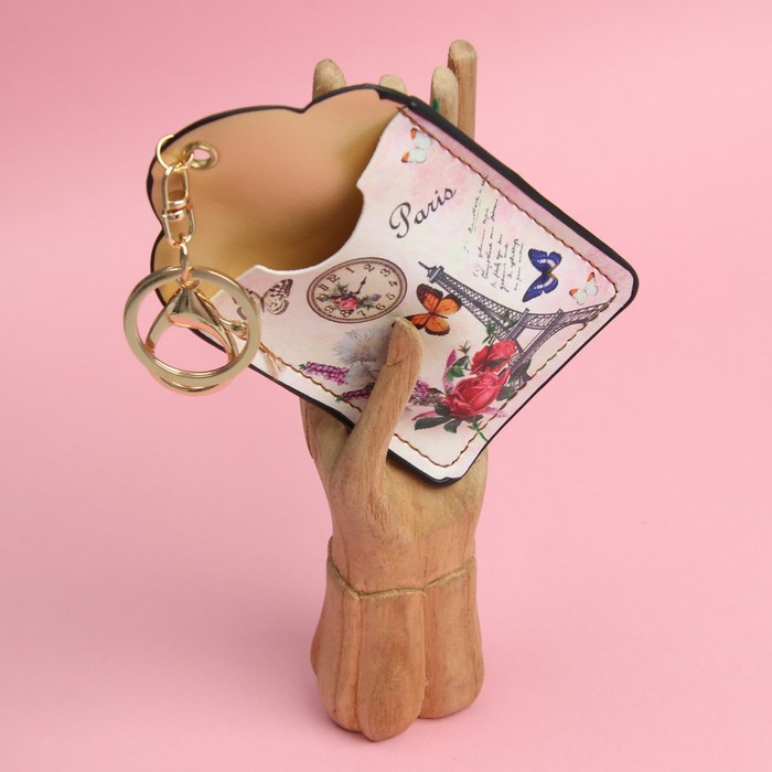 Футляр для карт «Города», 2 кармана, кольцо, карабин, цвет розовый