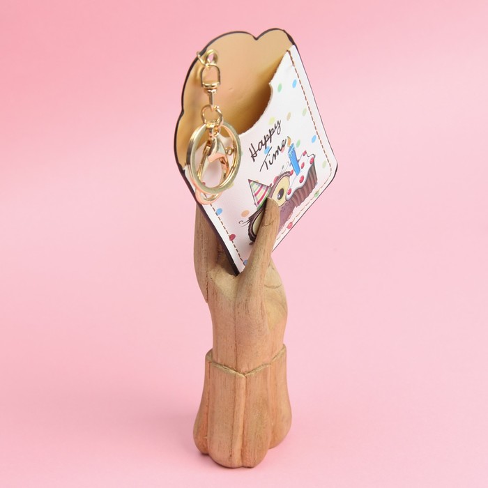 Футляр для карт «Совушки», 2 кармана, кольцо, карабин, цвет белый