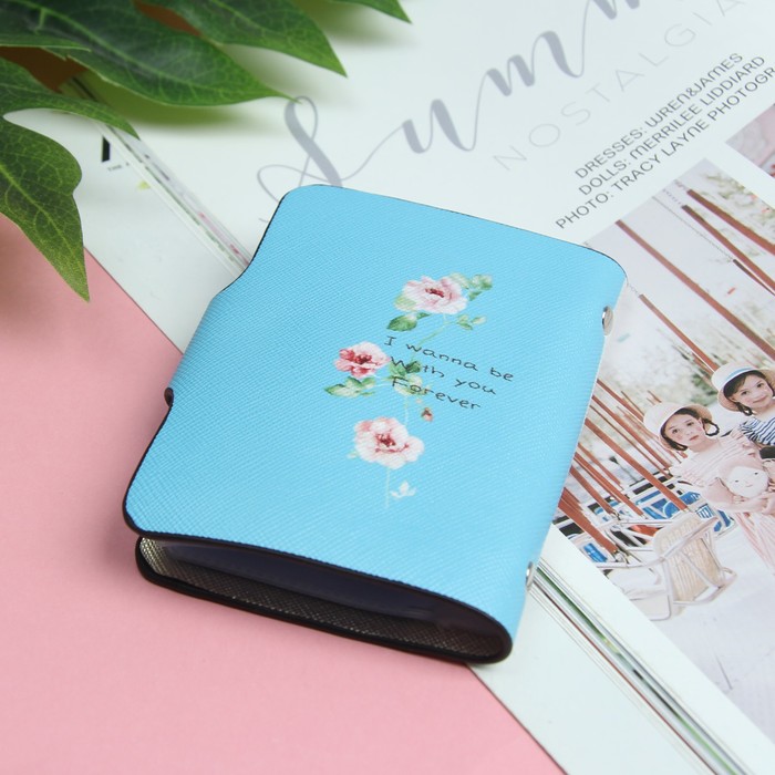 Визитница, вертикальная, 1 ряд, 24 кардхолдера, цвет голубой