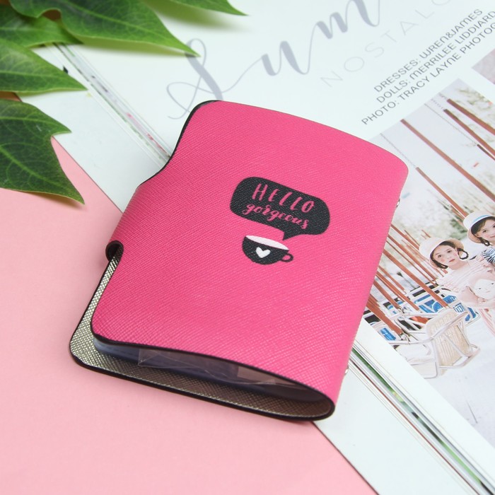 Визитница «Цветы», вертикальная, 1 ряд, 24 кардхолдера, цвет розовый