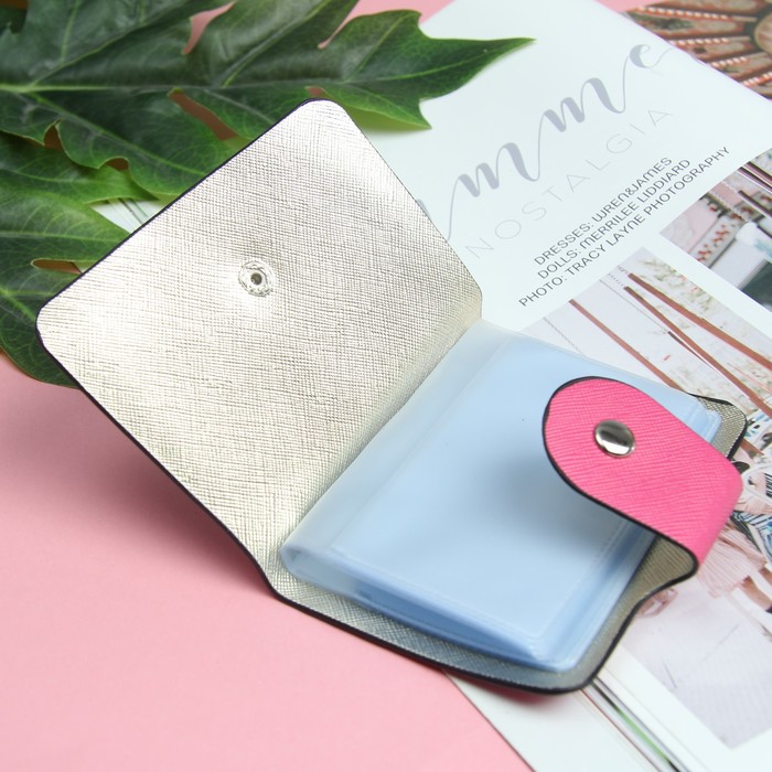 Визитница «Цветы», вертикальная, 1 ряд, 24 кардхолдера, цвет розовый