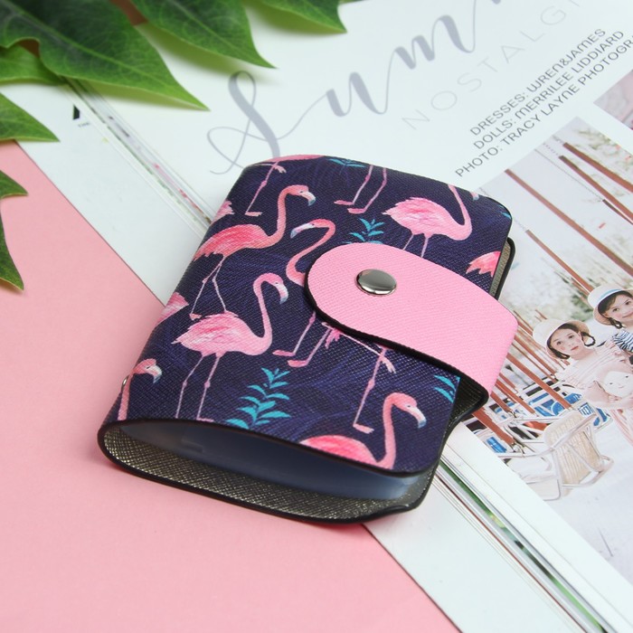 Визитница «Фламинго», вертикальная, 1 ряд, 24 кардхолдера, цвет фиолетовый