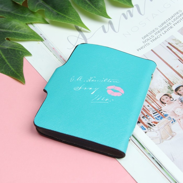 Визитница «Лама», вертикальная, 1 ряд, 24 кардхолдера, цвет бирюзовый