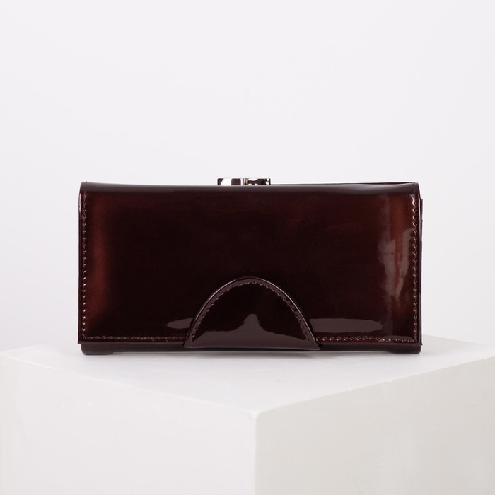 Кошелёк женский, 2 отдела рамка, 3 отдела, для карт, для монет, цвет коричневый