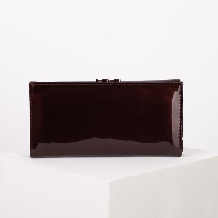 Кошелёк женский, 2 отдела рамка, 3 отдела, для карт, для монет, цвет коричневый