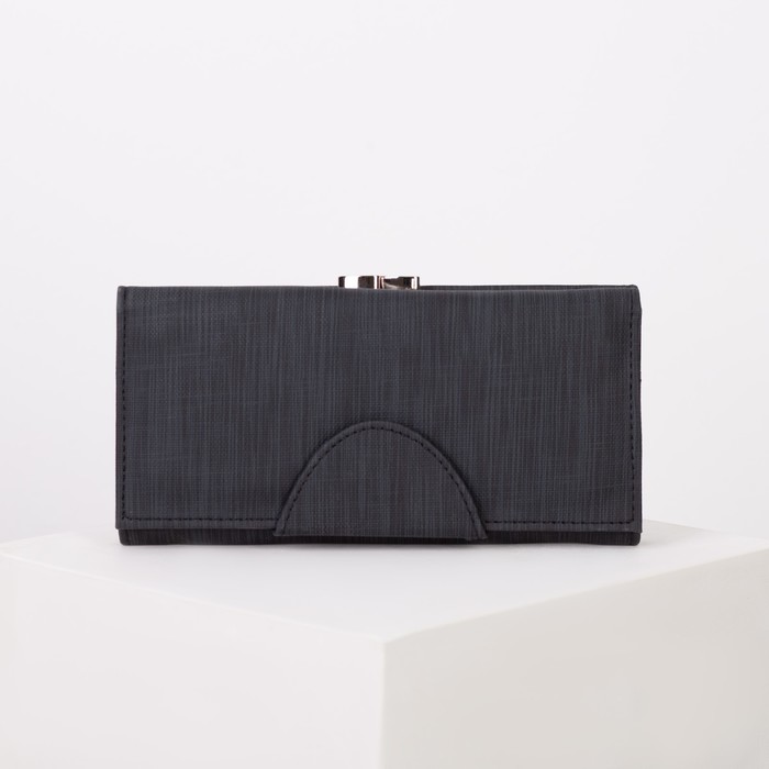 Кошелёк женский, 2 отдела рамка, 3 отдела, для карт, для монет, цвет чёрный