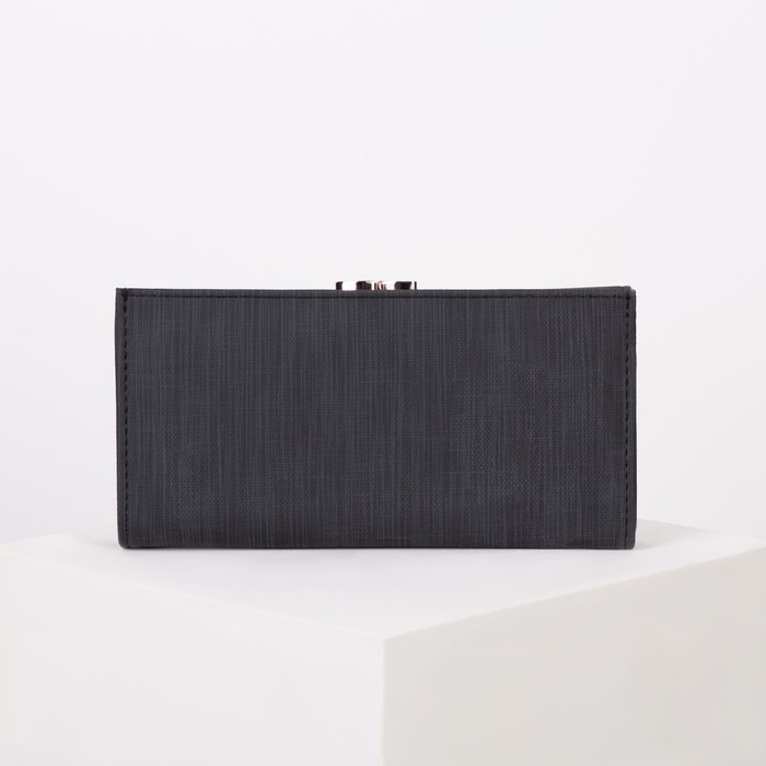 Кошелёк женский, 2 отдела рамка, 3 отдела, для карт, для монет, цвет чёрный