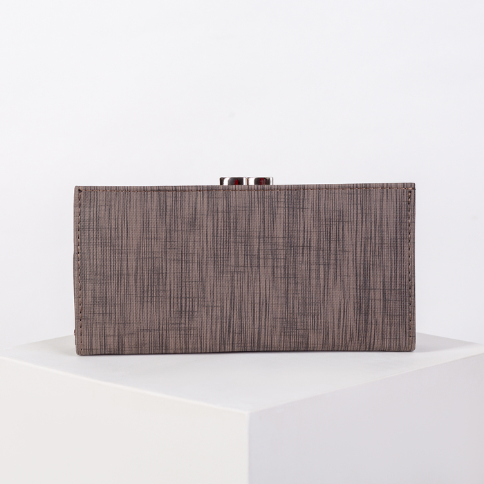 Кошелёк женский, 2 отдела рамка, 3 отдела, для карт, для монет, цвет коричневый