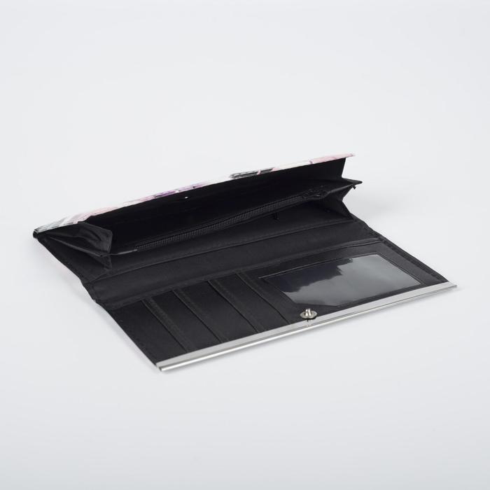 Кошелёк женский, 3 отдела, для карт, цвет фиолетовый