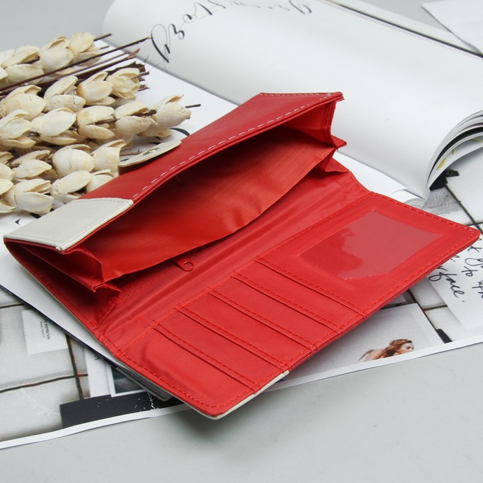 Кошелёк молодёжный, 2 отдела, для карт, цвет красный