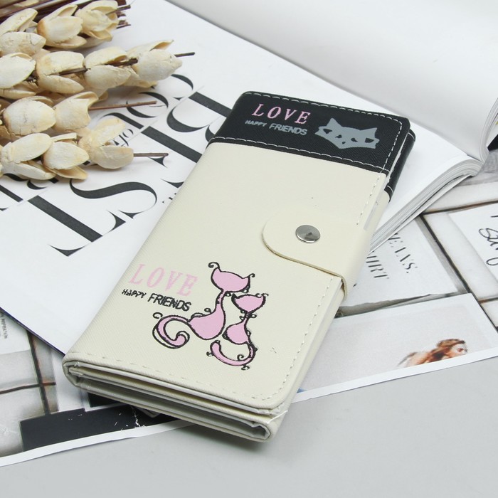 Кошелёк молодёжный, 2 отдела, для карт, цвет бежевый