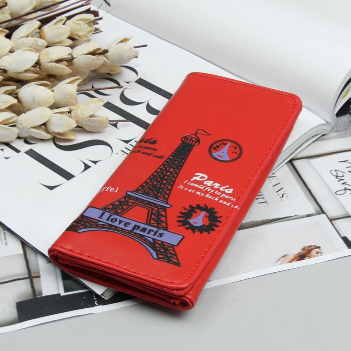 Кошелёк молодёжный, 2 отдела, для карт, цвет красный