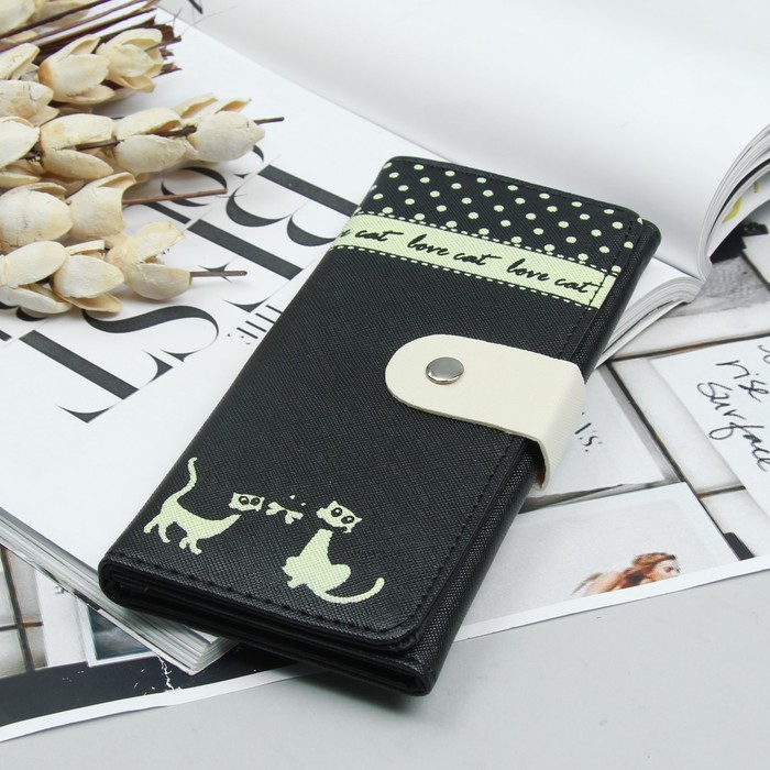 Кошелёк молодёжный, 2 отдела, для карт, цвет чёрный