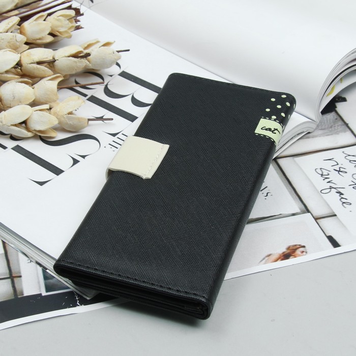 Кошелёк молодёжный, 2 отдела, для карт, цвет чёрный