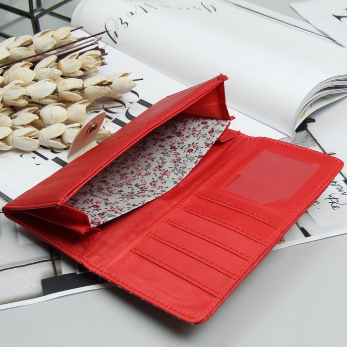 Кошелёк молодёжный, 2 отдела, для карт, цвет красный