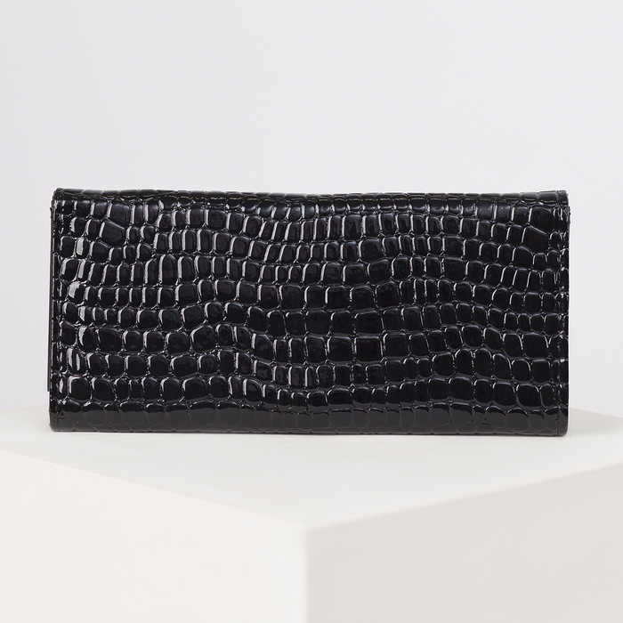 Кошелёк женский, 2 отдела, для карт, цвет чёрный