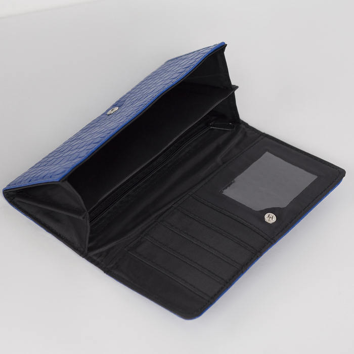 Кошелёк женский, 2 отдела, для карт, цвет синий