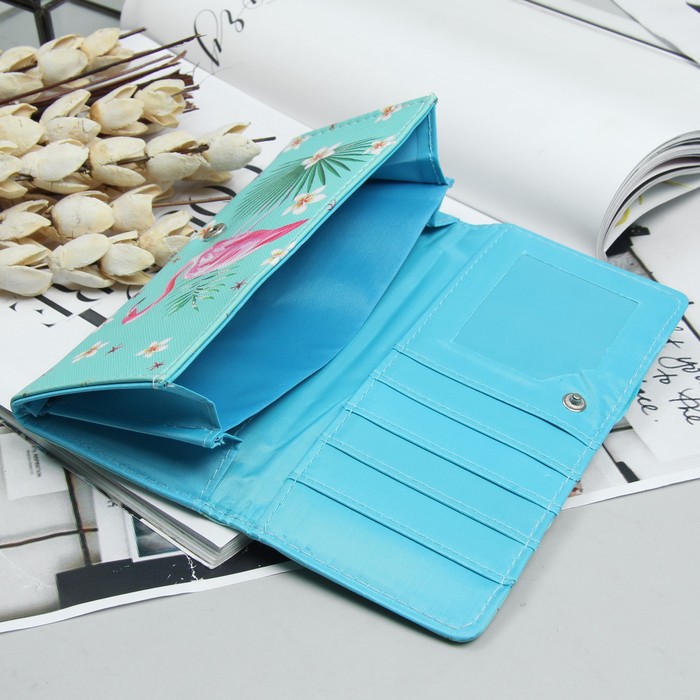 Кошелёк молодёжный, 2 отдела, для карт, цвет мятный