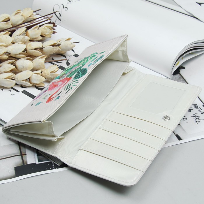 Кошелёк молодёжный, 2 отдела, для карт, цвет бежевый