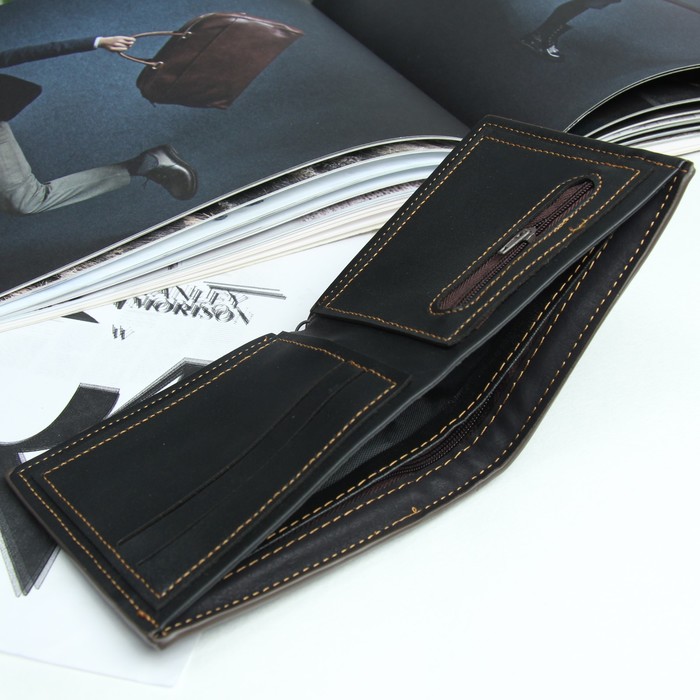 Портмоне мужское, 2 отдела, для карт, для монет, наружный карман, цвет коричневый