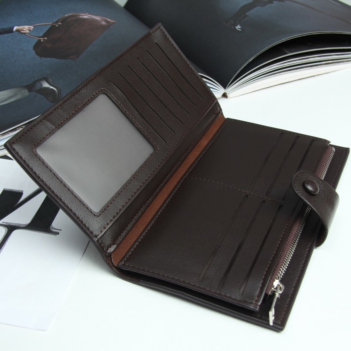 Кошелёк мужской, 2 отдела, для карт, для монет, цвет коричневый