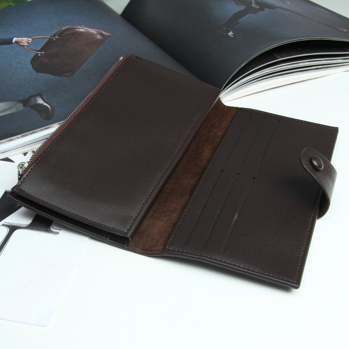 Кошелёк мужской, 2 отдела, для карт, для монет, цвет коричневый