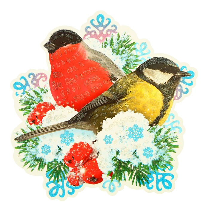Плакат вырубной "Снегирь и синичка" А4