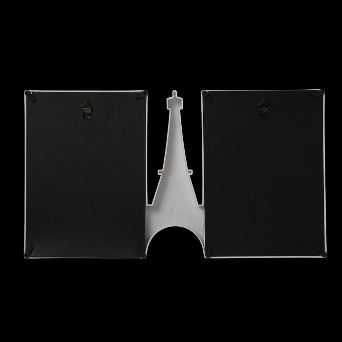 Фоторамка пластик на 2 фото 10х15 см "Эйфелева башня" белая 18,5х33 см