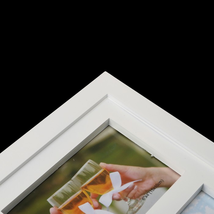 Фоторамка пластик на 4 фото 10х10, 10х15 см "Мистер и миссис" белая 34х34,5 см