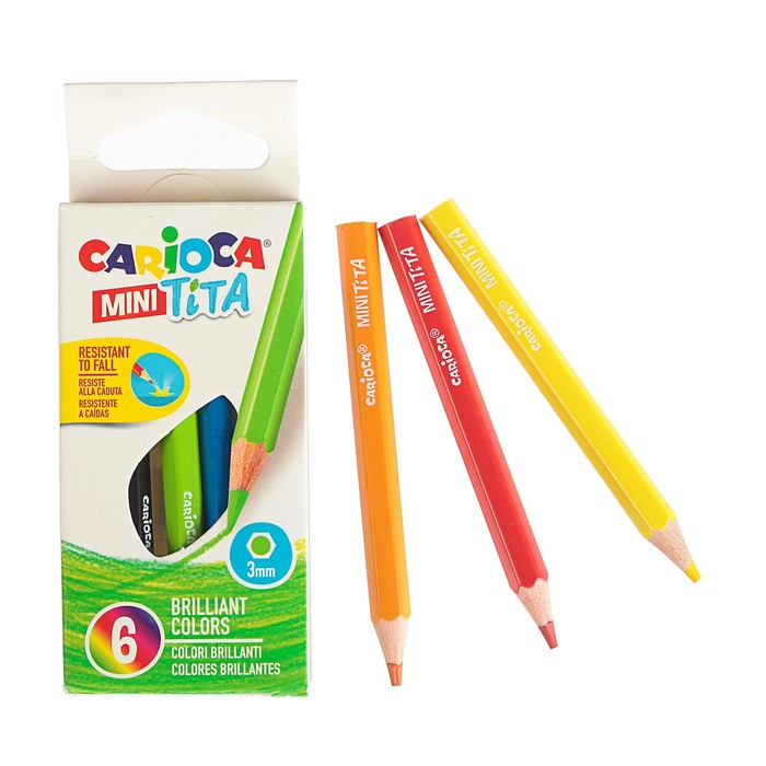 Карандаши пластиковые Mini 6 цветов Carioca Tita 85/.0 шестигранные, картонная коробка 42322
