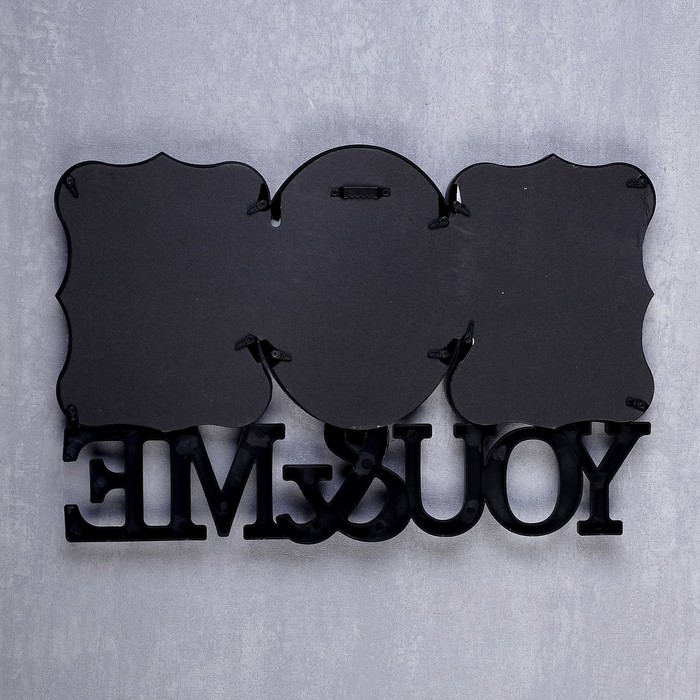 Фоторамка пластик на 3 фото 10х15 см "Ты и я" чёрная 28х42 см