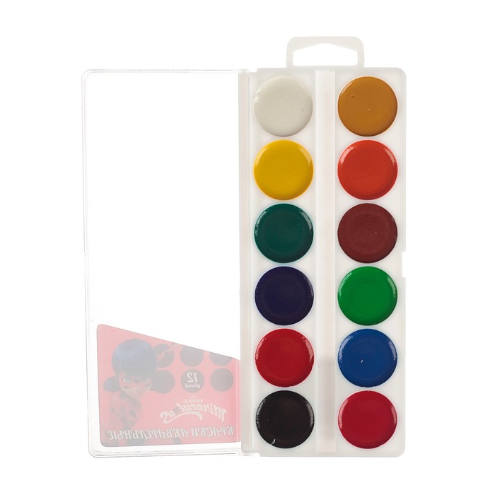 Акварель 12цв пластик ACTION! Ladybug медовая, б/кисти, п/к