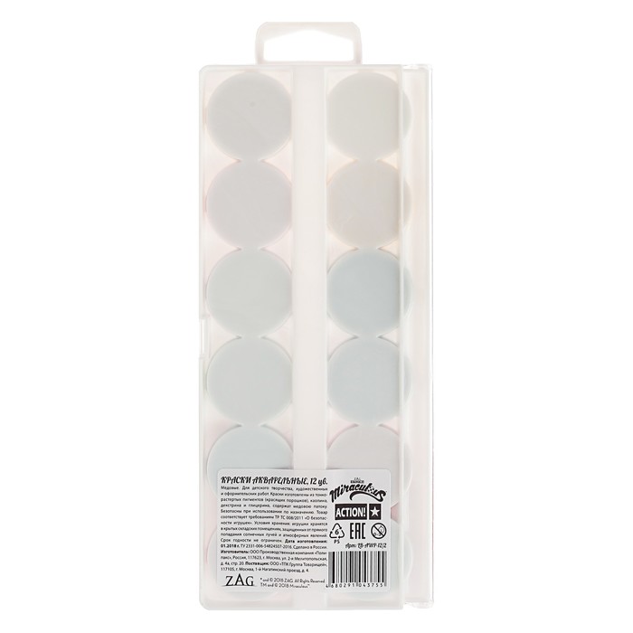 Акварель 12цв пластик ACTION! Ladybug медовая, б/кисти, п/к